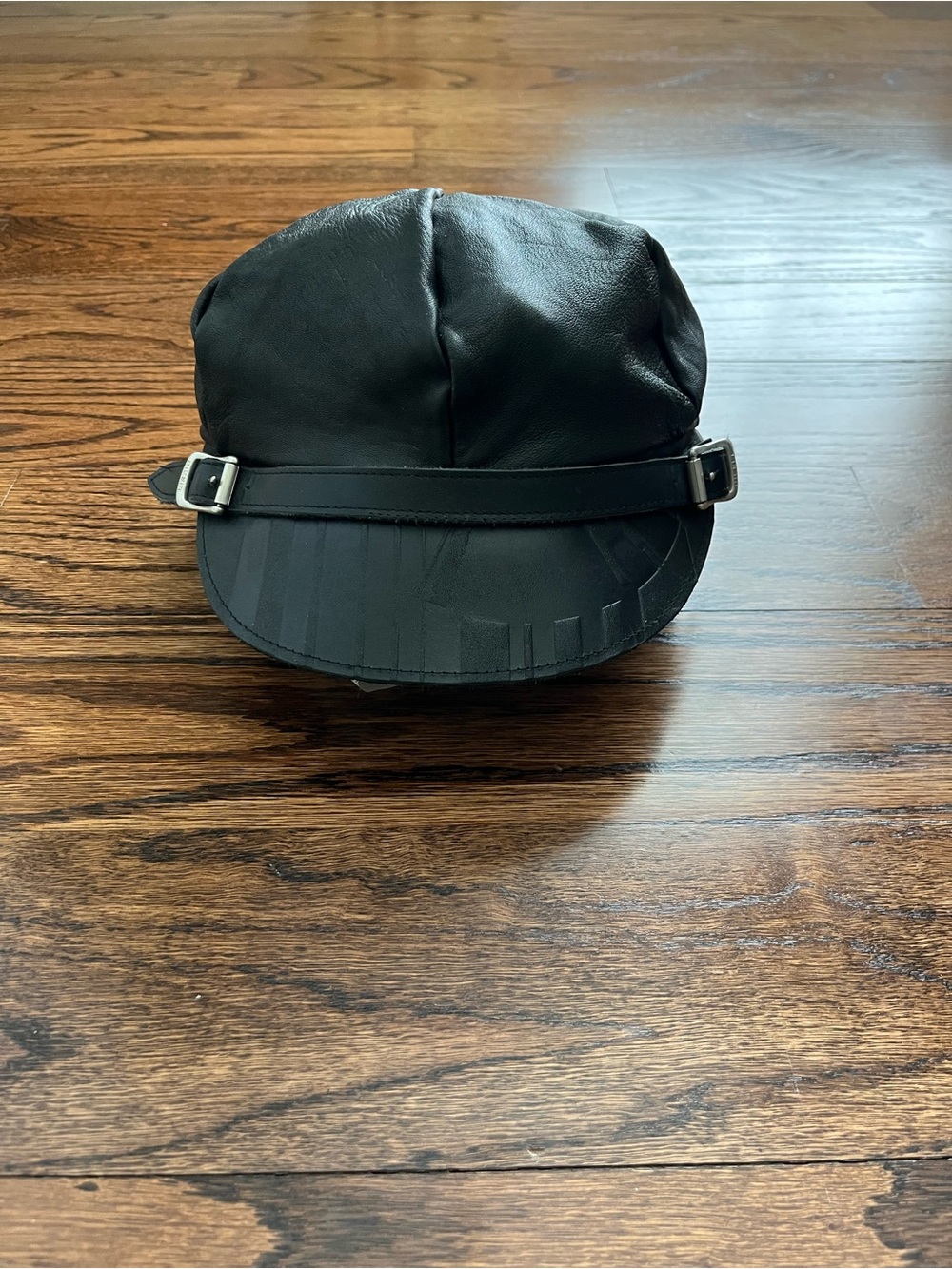 DIESEL Black Leather Cap With Buckles